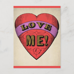 Carte Postale Funny Valentines Day Love Me Coeur Rétro