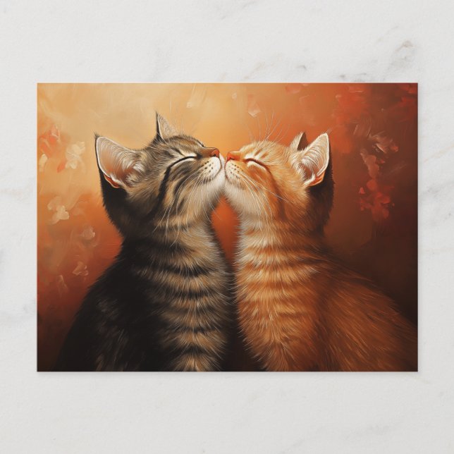 Carte Postale Funny Valentines embrasser des chatons (Devant)
