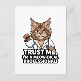 Carte Postale Funny Veterinary Cat Humor Illustration