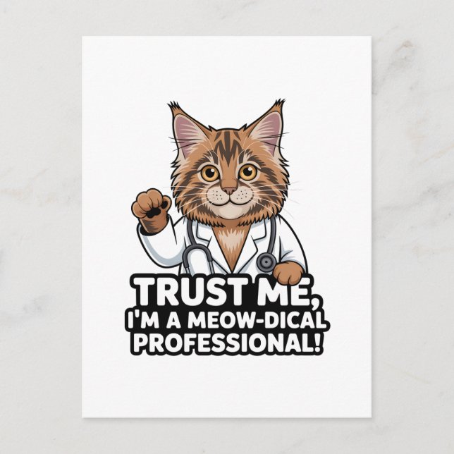 Carte Postale Funny Veterinary Cat Humor Illustration (Devant)