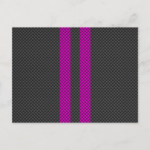 Carte Postale Fuschsia Pink Stripes en fibre de carbone