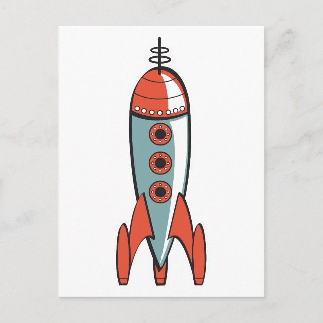 Carte Postale fusée spatiale rétro (Devant)