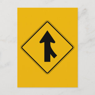 Carte Postale Fusionner à droite, Signal d'avertissement de traf