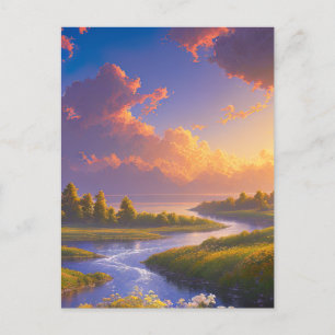 Carte Postale Fusions de la rivière avec le lac Serene