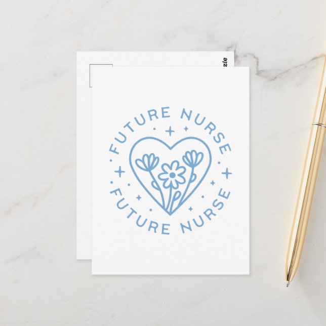 Carte Postale Futur motivation de l'infirmière étudiant bleu est (Devant/Arrière en situation)