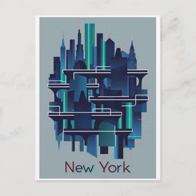 Carte Postale futuriste new york moderne (Devant)