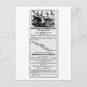 Carte Postale G.F. Bailey & Co. Double Mammoth Circus Ad