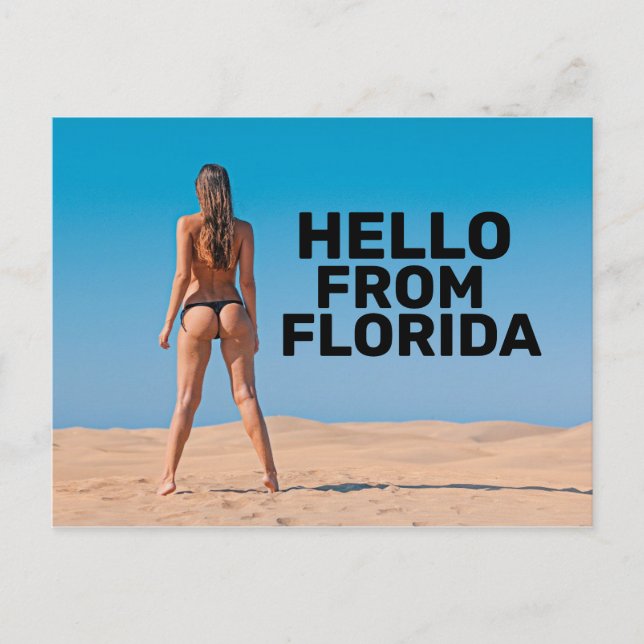 CARTE POSTALE G-STRING BIKINI GIRL HELLO DE FLORIDE POSTCARDS (Devant)