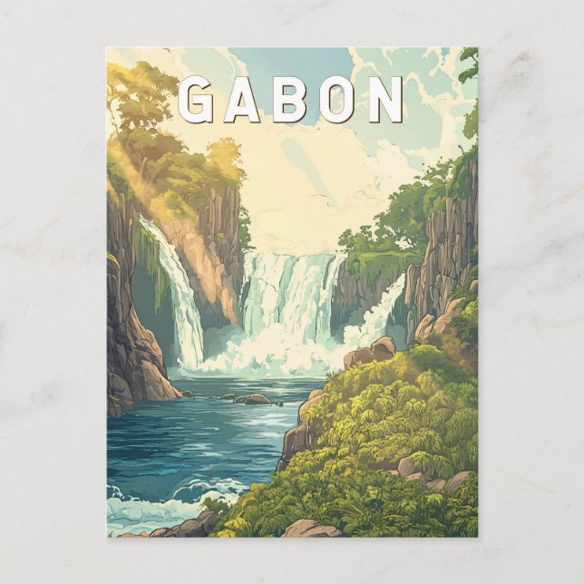 Carte Postale Gabon Illustration Voyage Art Vintage (Devant)