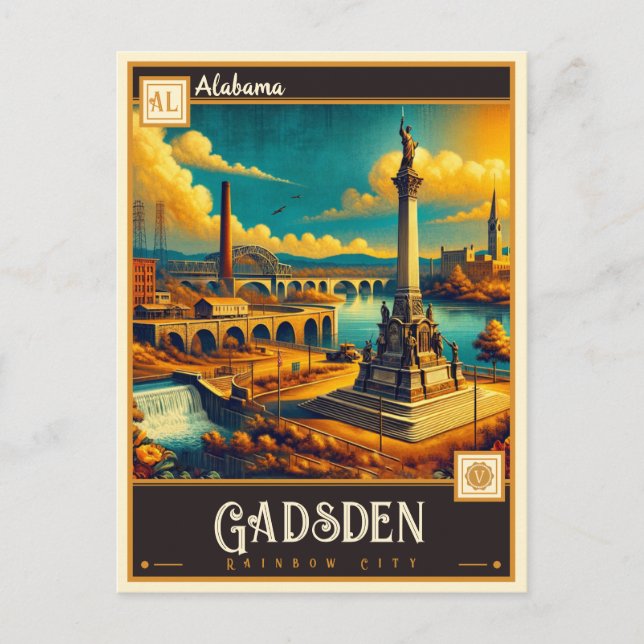 Carte Postale Gadsden, Alabama | VINTAGE (Devant)