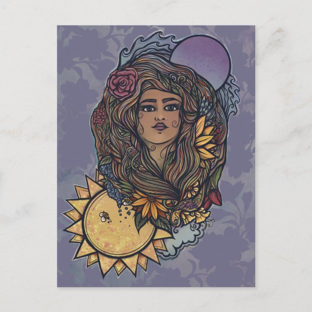 Carte Postale Gaia mère Terre déesse Tarot monde (Devant)