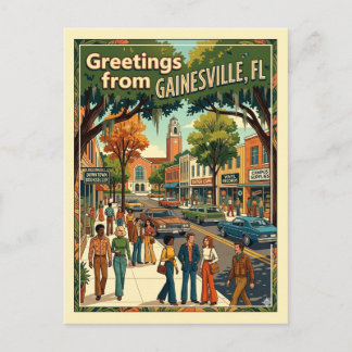 Carte Postale Gainesville FL Salutations Rétro Inspiré des Année