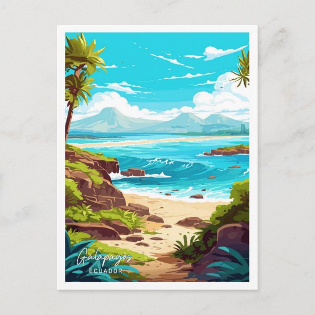 Carte Postale Galapagos Îles Equateur Illustration de voyage (Devant)