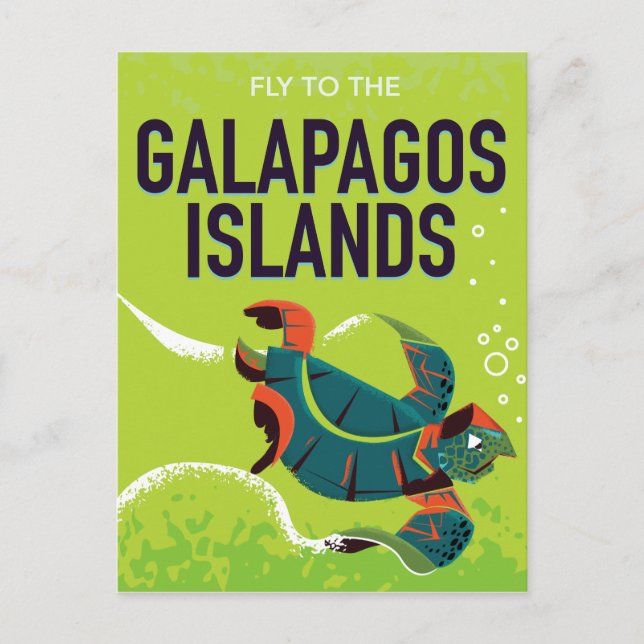 Carte Postale Galapagos Îles vintage affiche de voyage. (Devant)