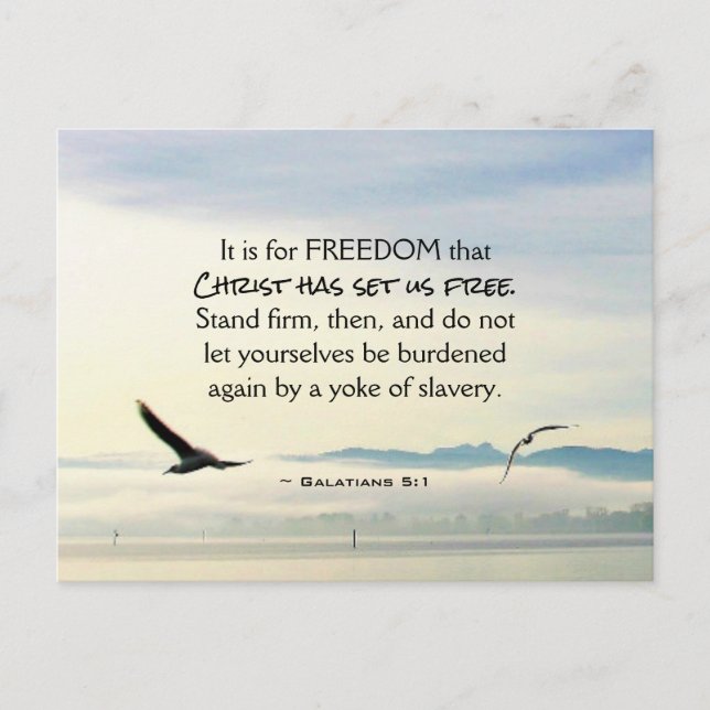 Carte Postale Galates 5:1 Pour la LIBERTÉ Christ nous a libérés (Devant)