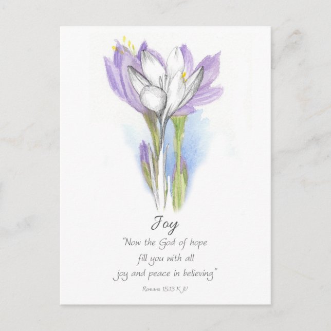 Carte Postale Galatians Fruit of the Spirit Joy Scripture Crocus (Devant)