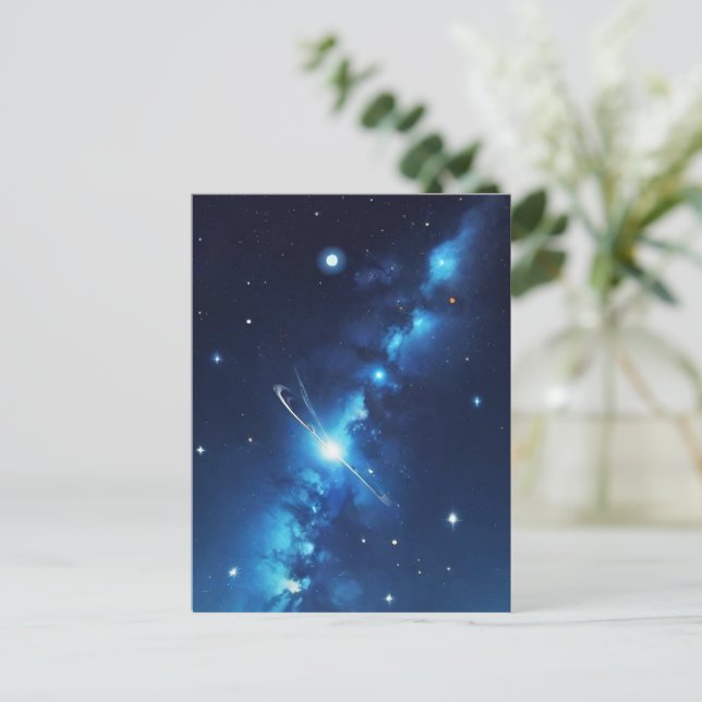 Carte Postale Galaxie céleste bleue des étoiles (Debout devant)