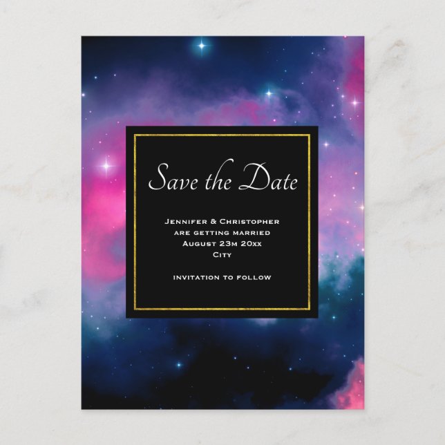 Carte Postale Galaxie et étoiles rose et bleu Abstrait Enregistr (Devant)