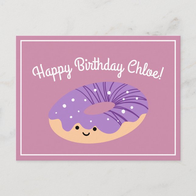 Carte Postale Galaxie violette arrose Doughnut Anniversaire (Devant)