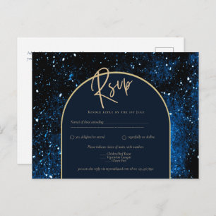 Carte Postale Galaxy Starry Night Marine Blue Gold Mariage