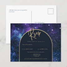 Galaxy Starry Nuit Violet Bleu Or Mariage RSVP