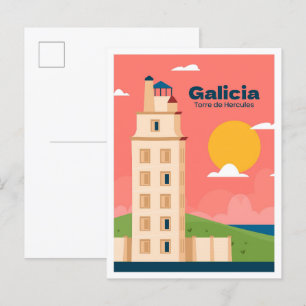 Carte Postale Galicia Espagne Vintage voyage d'art Illustration