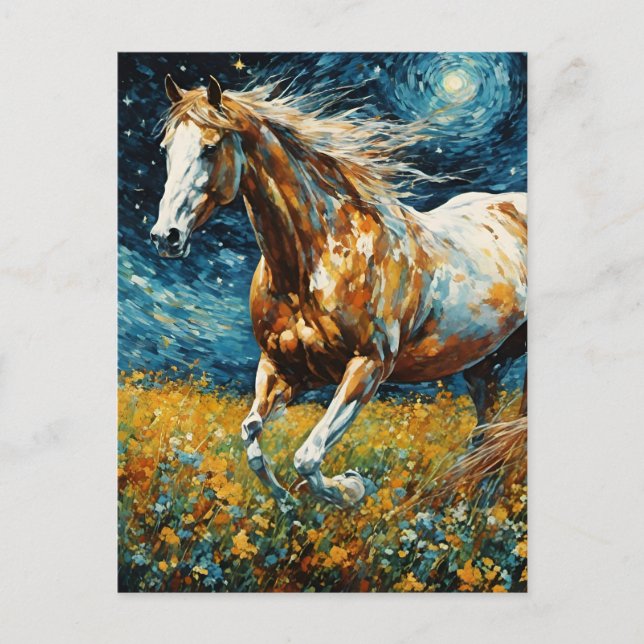 Carte Postale Galloping Pinto Stallion Van Gogh (Devant)