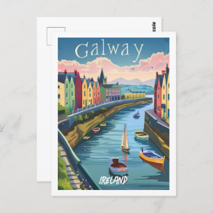 Carte Postale Galway Irlande Vintage célèbre Travel Place