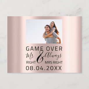 Carte Postale Game Over Drôle de Mariage Enregistrer la Date Pho