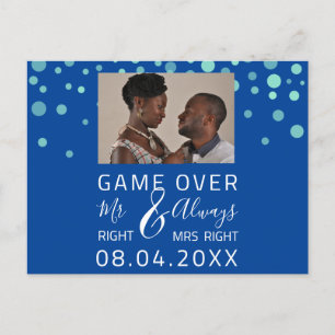 Carte Postale Game Over Drôle Enregistrer la date mariage Confet