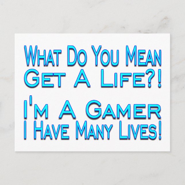 Carte Postale Gamer de nombreuses vies (Devant)
