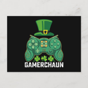 Carte Postale Gamerchaun Gamer Jeux de jeu Saint Patrick's Day
