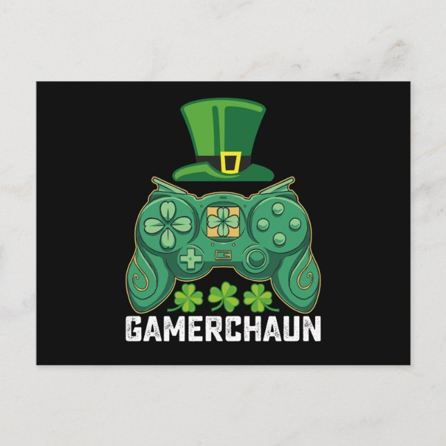 Carte Postale Gamerchaun Gamer Jeux de jeu Saint Patrick's Day (Devant)