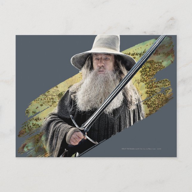Carte Postale Gandalf avec épée verte (Devant)