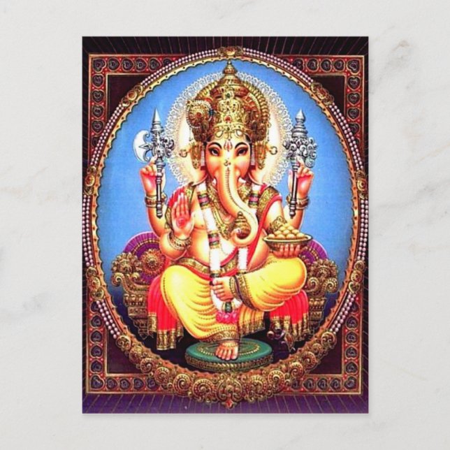 Carte Postale Ganesha (ग णे श) Elephant Indien (Devant)