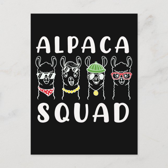 Carte Postale Gang de l'équipe d'alpaga Drôle d'amis alpaga (Devant)