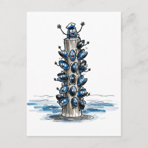 Carte Postale Gang de moules bavardes discutant ensemble encre m