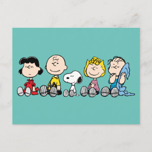 Carte Postale Gang des Peanuts assis ensemble