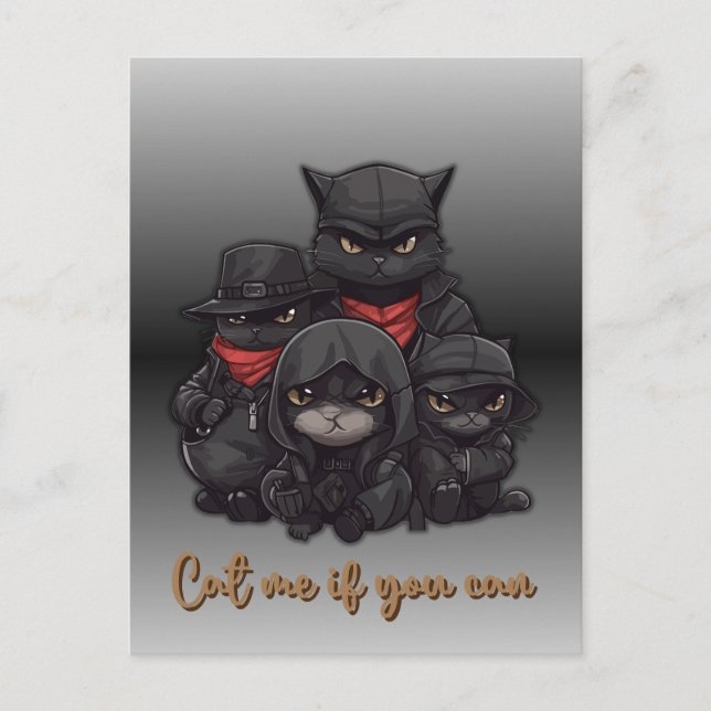 Carte postale Gangster Cat | Chat-Moi Si Vous Pouv (Devant)