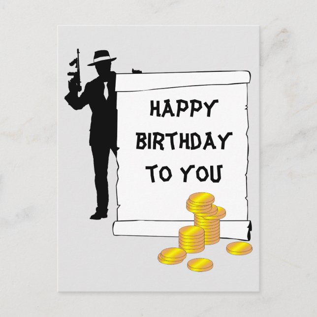 Carte Postale Gangster - Joyeux anniversaire drôle, personnalisa (Devant)