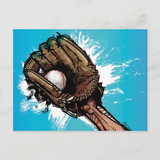 Carte Postale Gant de baseball avec base-ball (Devant)