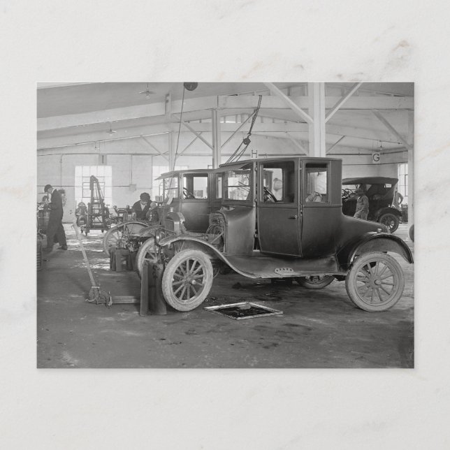 Carte Postale Garage de réparation automobile, 1926 (Devant)