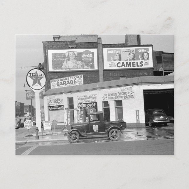 Carte Postale Garage & Gas Station, 1940 (Devant)