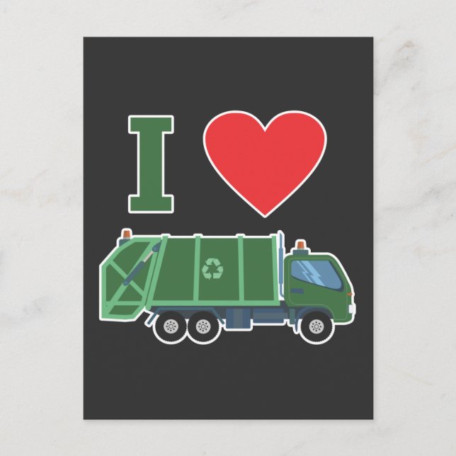 Carte Postale Garbage Truck Love Kids Trash Recycling Driver (Devant)