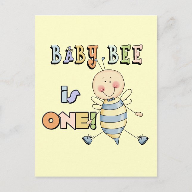 Carte Postale Garçon Bébé Bee 1er Anniversaire Tshirts et cadeau (Devant)