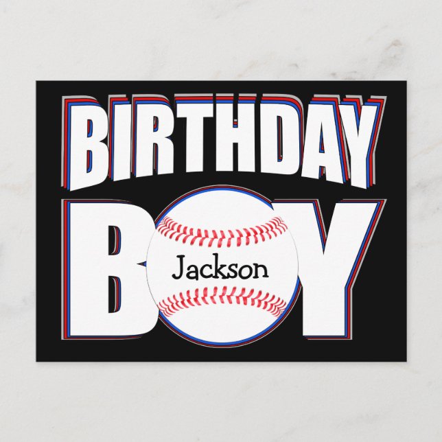 Carte Postale Garçon d'anniversaire Nom de joueur de baseball pe (Devant)