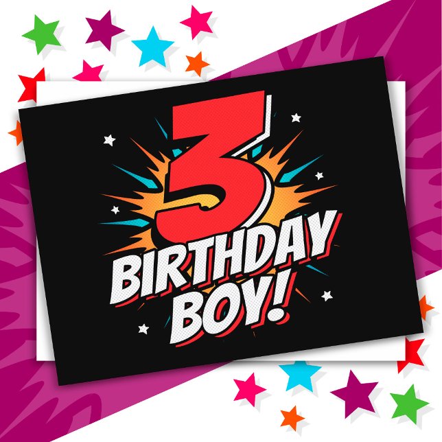Carte Postale Garçon de 3 ans Anniversaire de super-héros 3ème A (Créateur téléchargé)