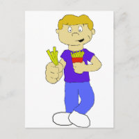 Garçon de bande dessinée avec des pommes frites