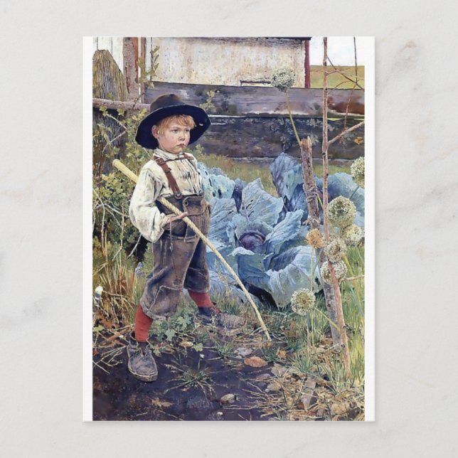 Carte Postale Garçon en Chou Jardin peinture (Devant)
