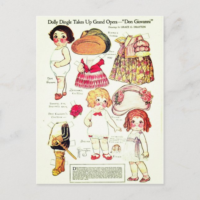 Carte Postale Garçon et filles de l'opéra Dolly Dingle en papier (Devant)